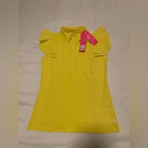 🍋⛳️ Lilly Pulitzer Luxletic NWT Caddie Polo in Calla Yellow UPF 50+
